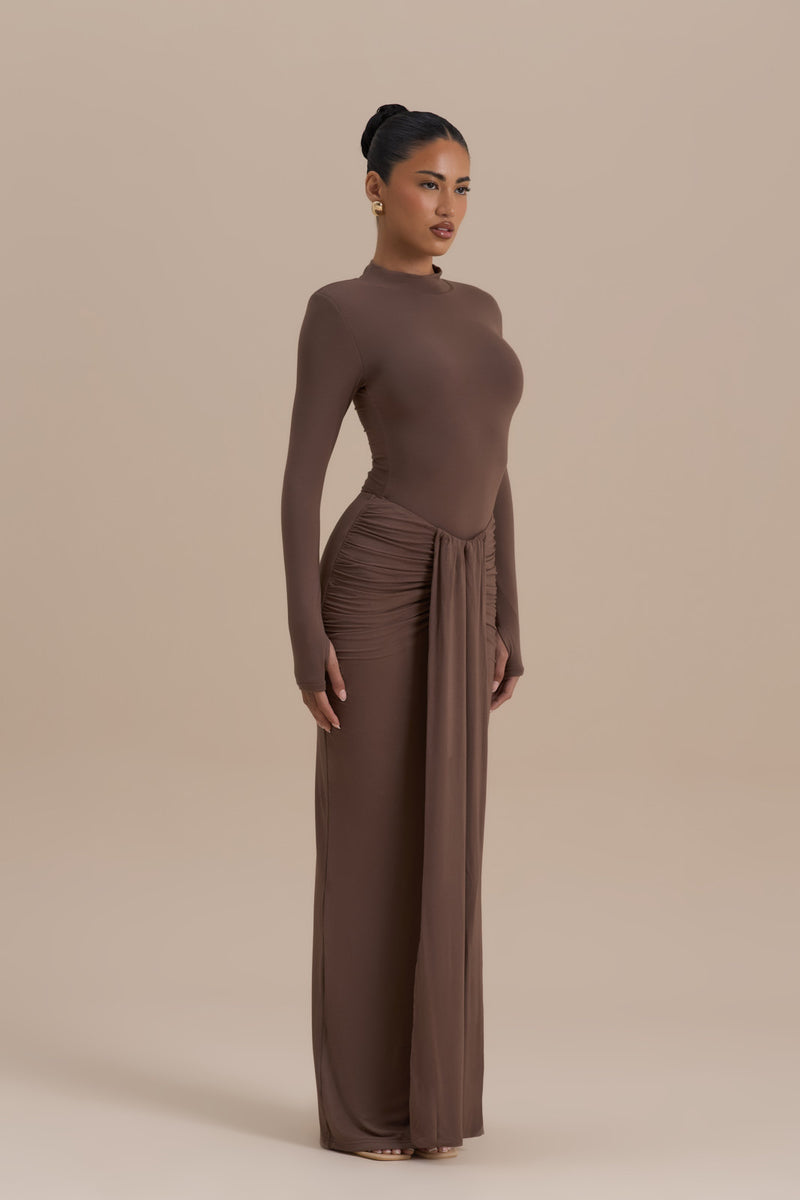 NARA HIGH NECK BODYSUIT | CHOCOLATE