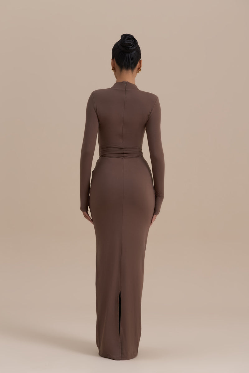 NARA HIGH NECK BODYSUIT | CHOCOLATE