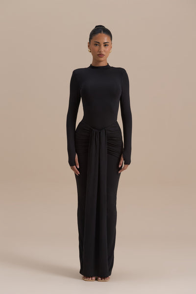 NARA DRAPE MAXI SKIRT | BLACK
