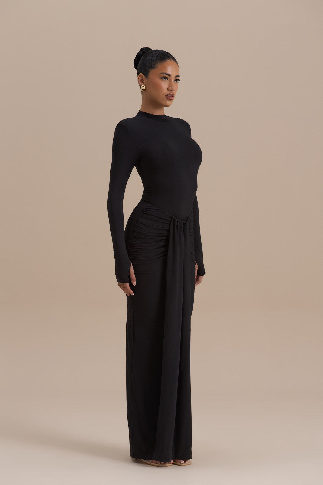 NARA DRAPE MAXI SKIRT | BLACK