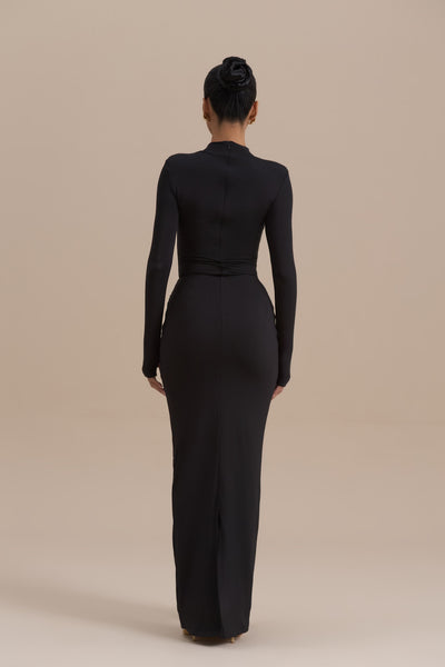 NARA DRAPE MAXI SKIRT | BLACK