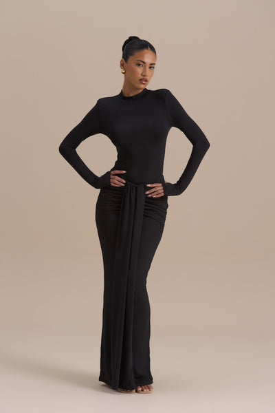 NARA DRAPE MAXI SKIRT | BLACK