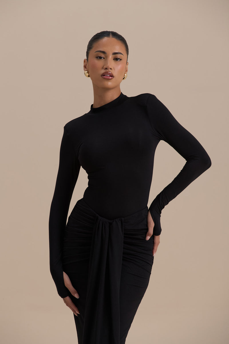 NARA HIGH NECK BODYSUIT | BLACK