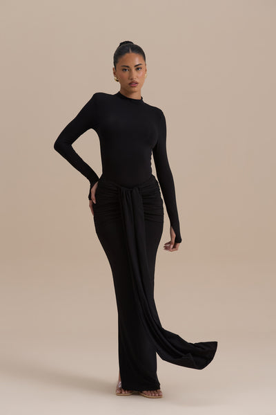 NARA DRAPE MAXI SKIRT | BLACK