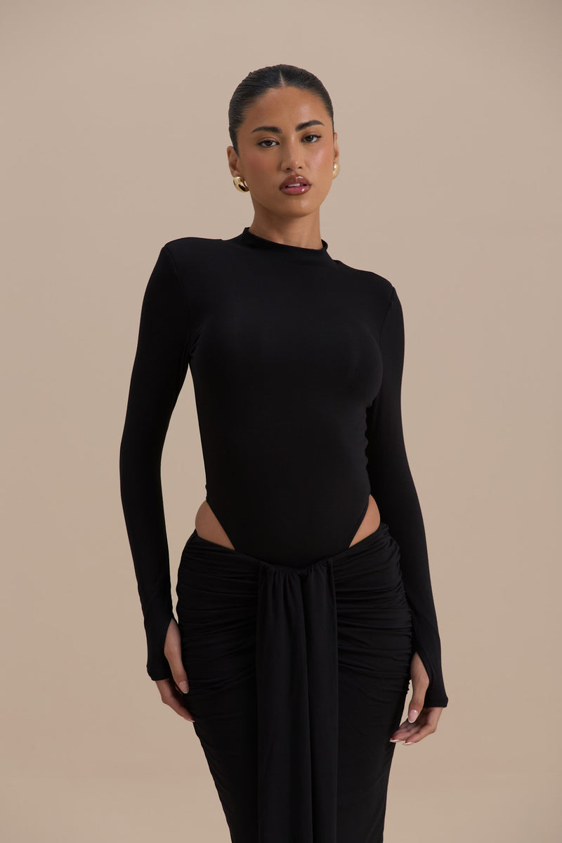 NARA HIGH NECK BODYSUIT | BLACK