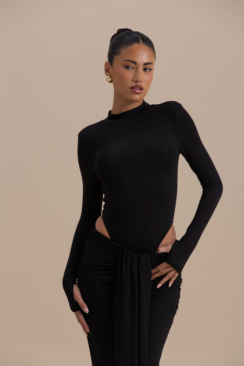 NARA HIGH NECK BODYSUIT | BLACK