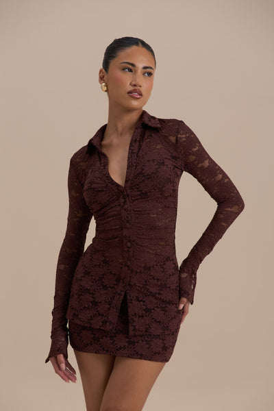 LACIE LONG SLEEVE SHIRT | CHOCOLATE LACE