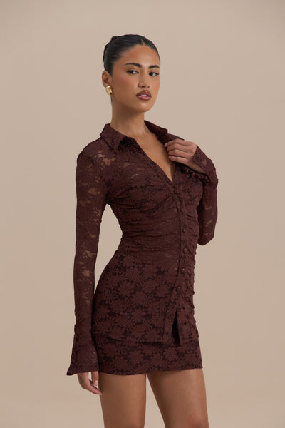 LACIE LONG SLEEVE SHIRT | CHOCOLATE LACE