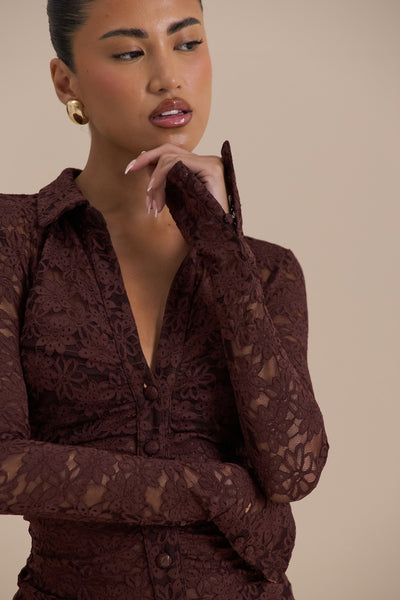 LACIE LONG SLEEVE SHIRT | CHOCOLATE LACE