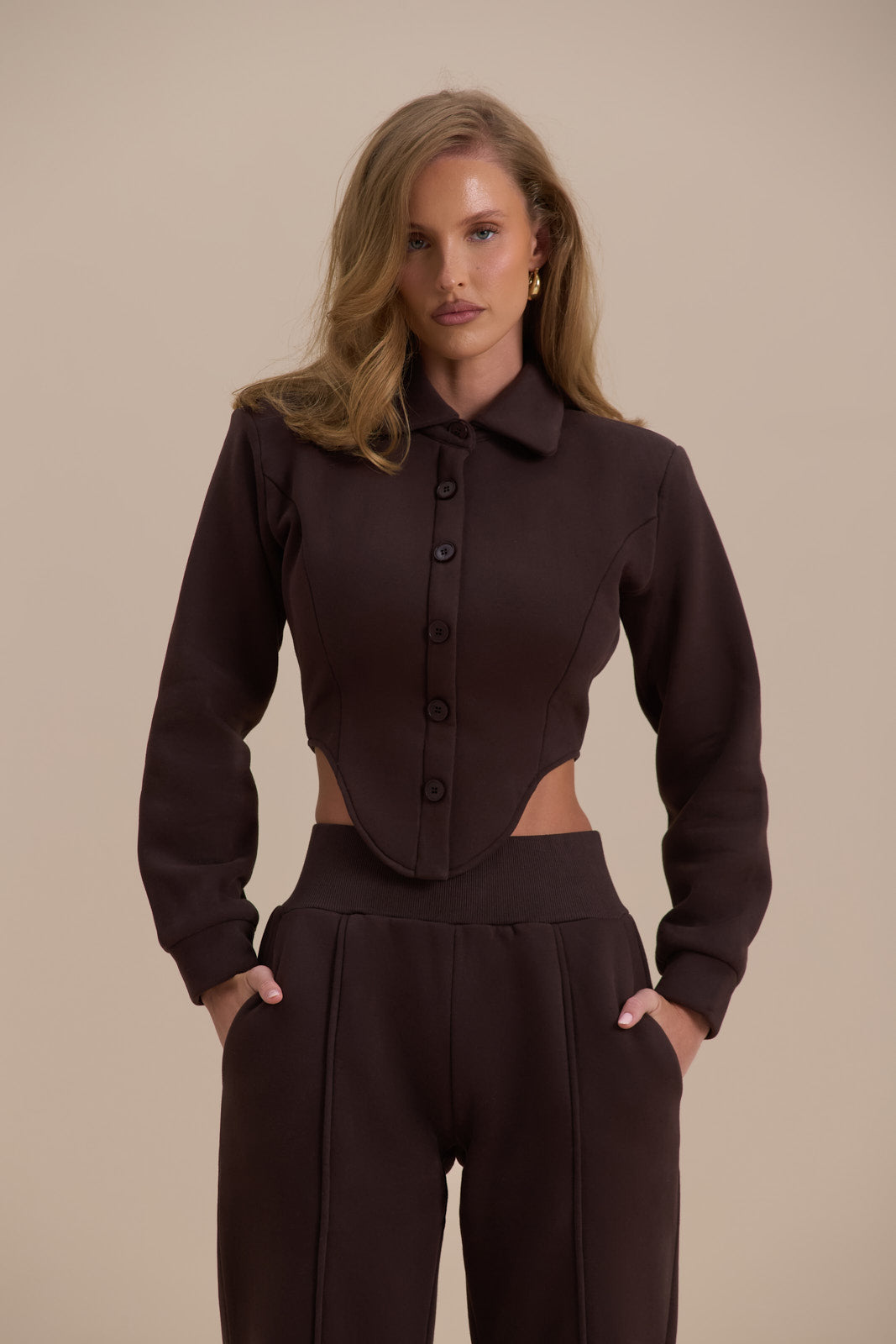 HATTIE CORSET SWEATSHIRT | CHOCOLATE
