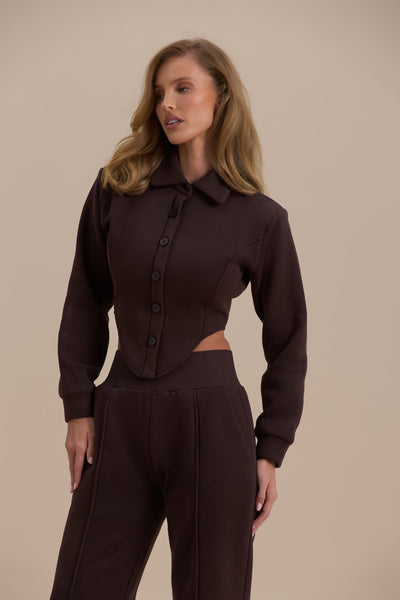 HATTIE CORSET SWEATSHIRT | CHOCOLATE