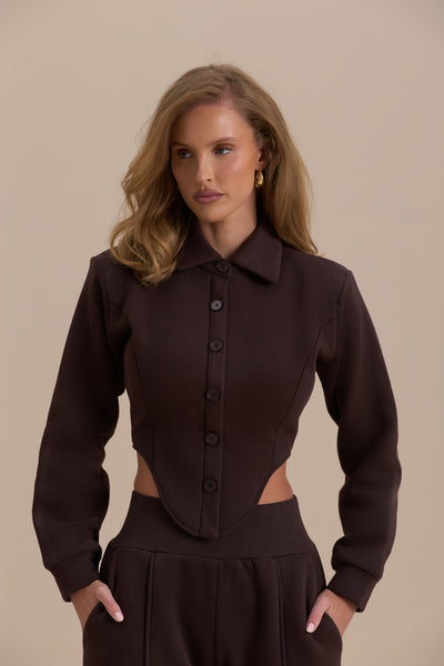 HATTIE CORSET SWEATSHIRT | CHOCOLATE