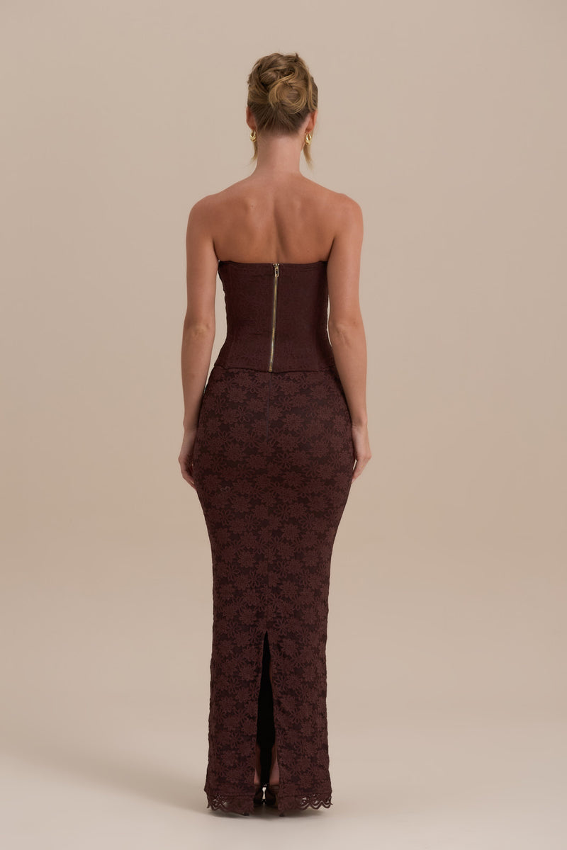 LACIE MAXI SKIRT | CHOCOLATE LACE