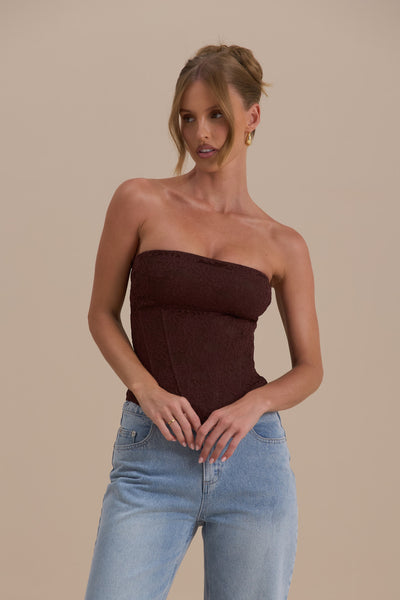 LACIE CORSET TOP | CHOCOLATE LACE