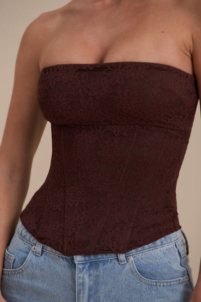LACIE CORSET TOP | CHOCOLATE LACE