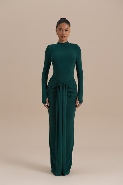 NARA DRAPE MAXI SKIRT | EMERALD