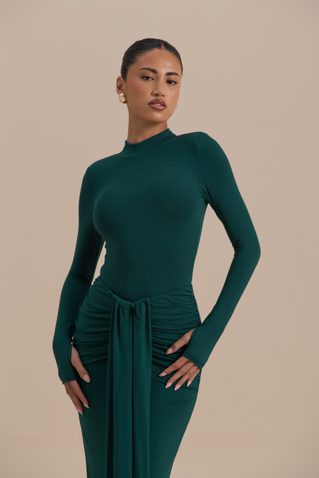 NARA HIGH NECK BODYSUIT | EMERALD