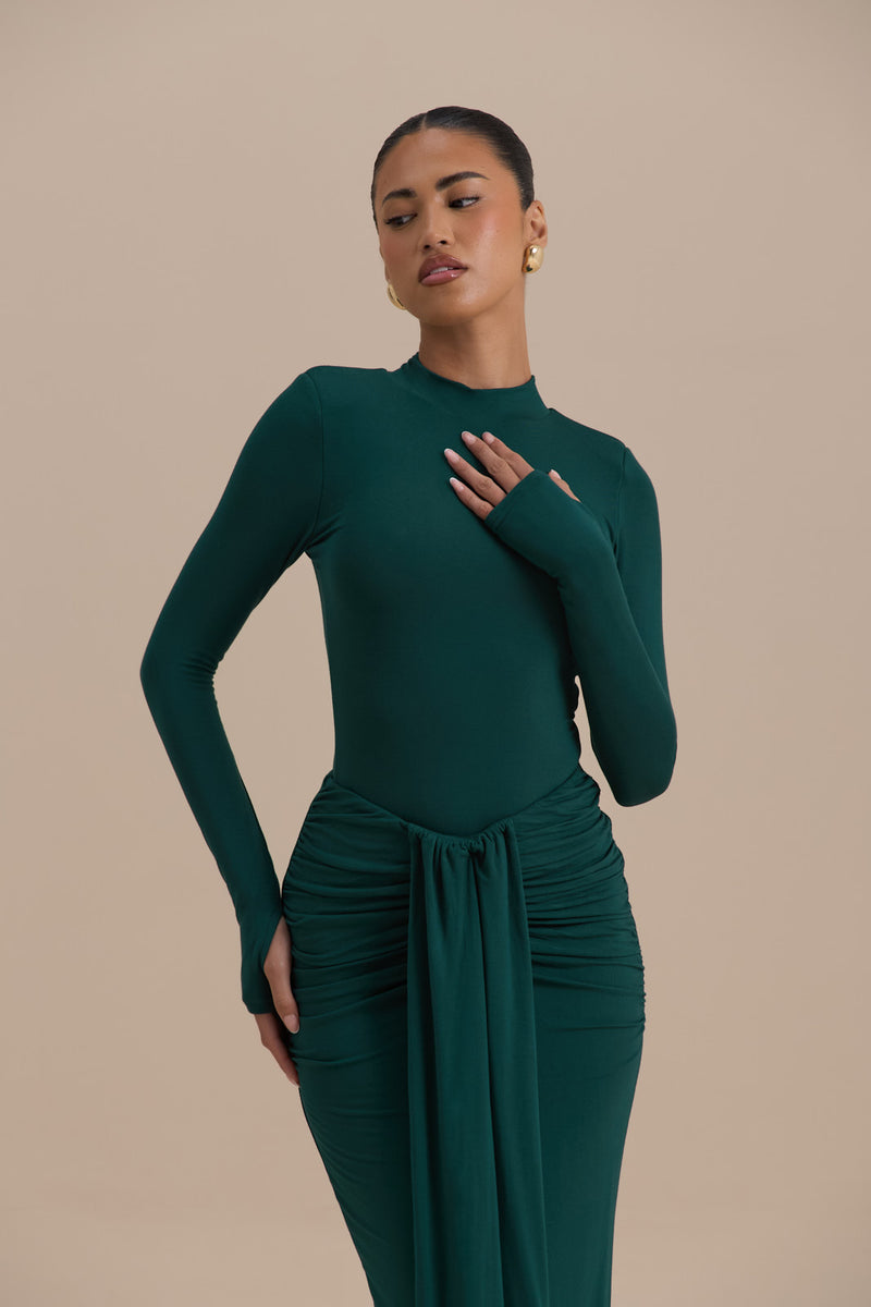 NARA HIGH NECK BODYSUIT | EMERALD