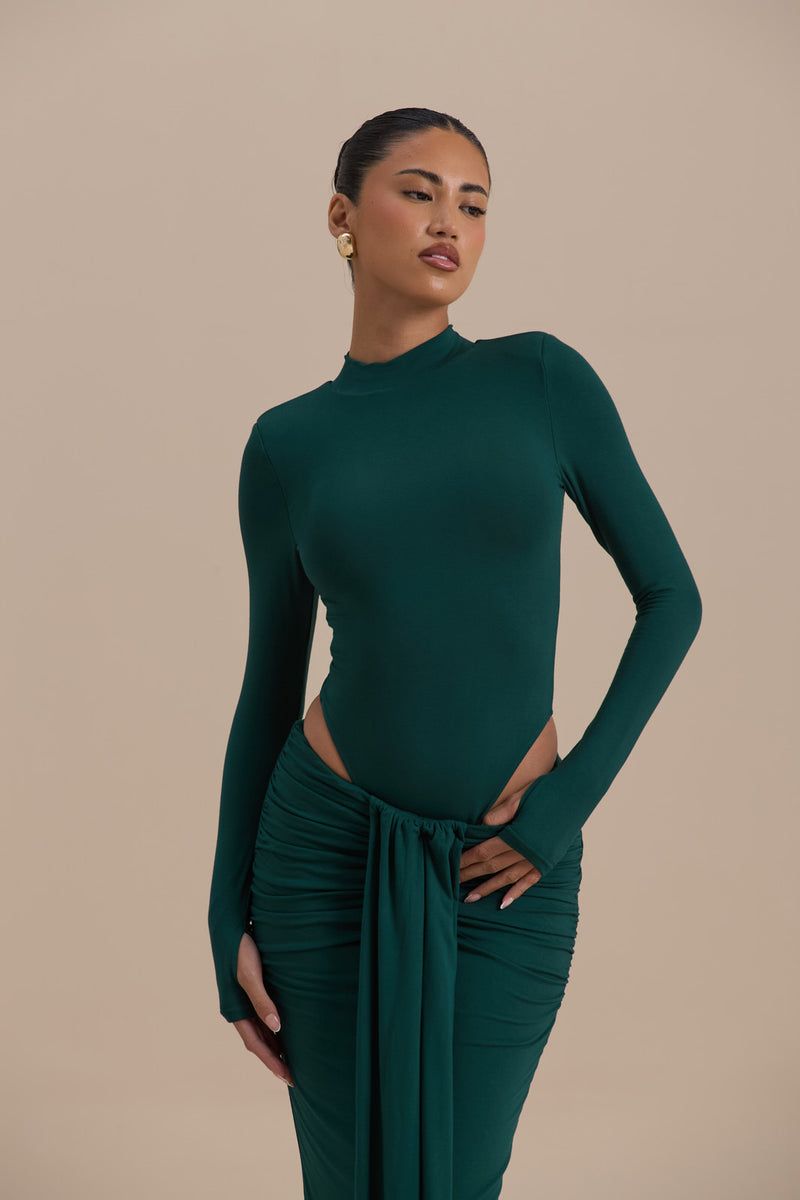 NARA HIGH NECK BODYSUIT | EMERALD