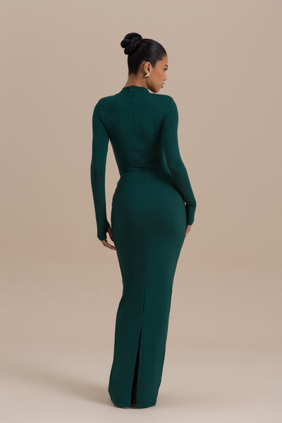 NARA DRAPE MAXI SKIRT | EMERALD