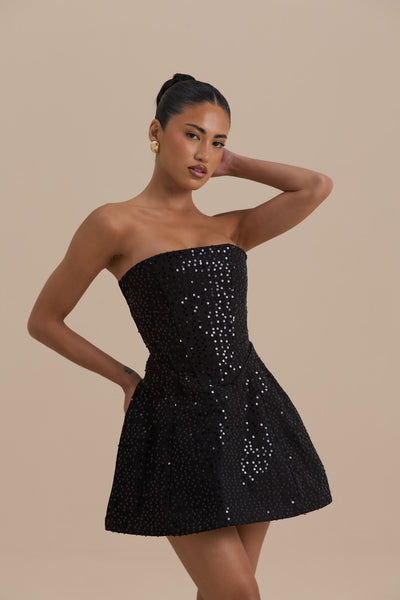 MAYA MINI DRESS | BLACK GLAZE