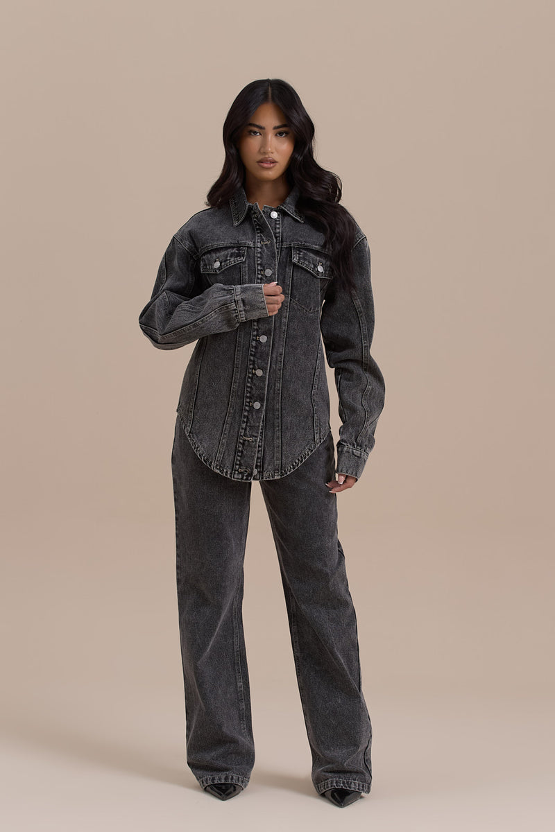 WANDER STRAIGHT LEG JEANS WITH ADJUSTABLE WAIST | DARK WASH DENIM
