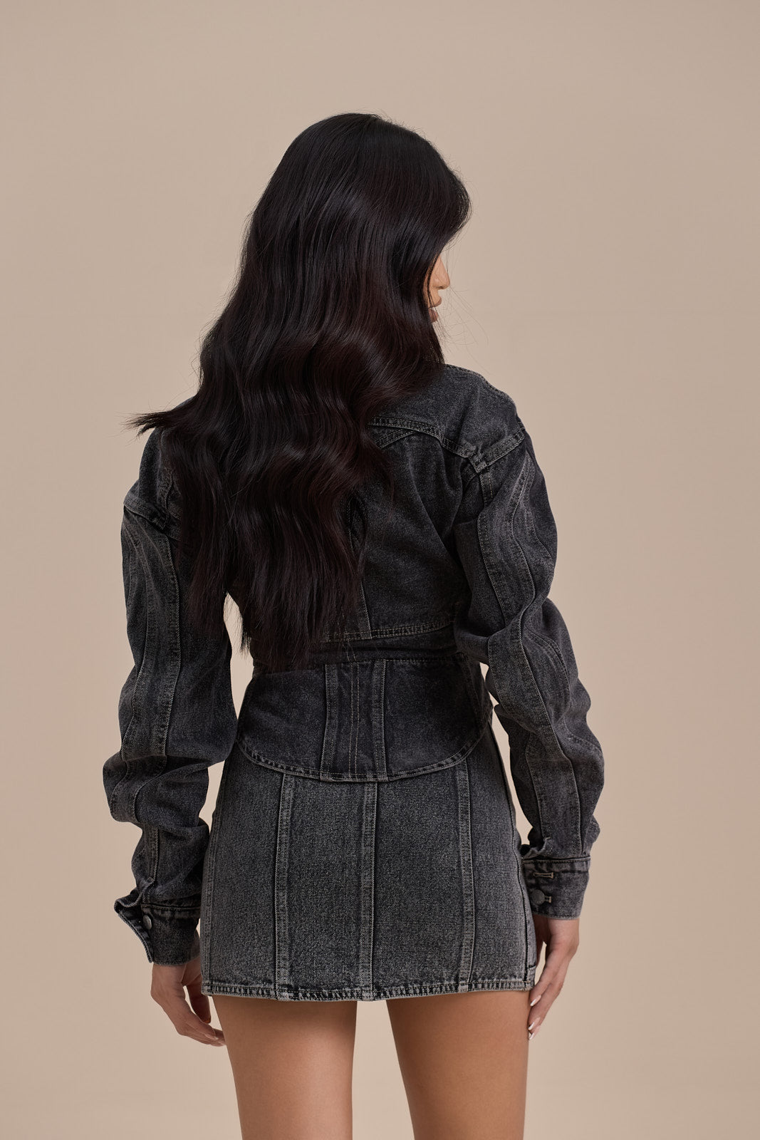 ALIX BUTTON UP CORSET JACKET | DARK WASH DENIM