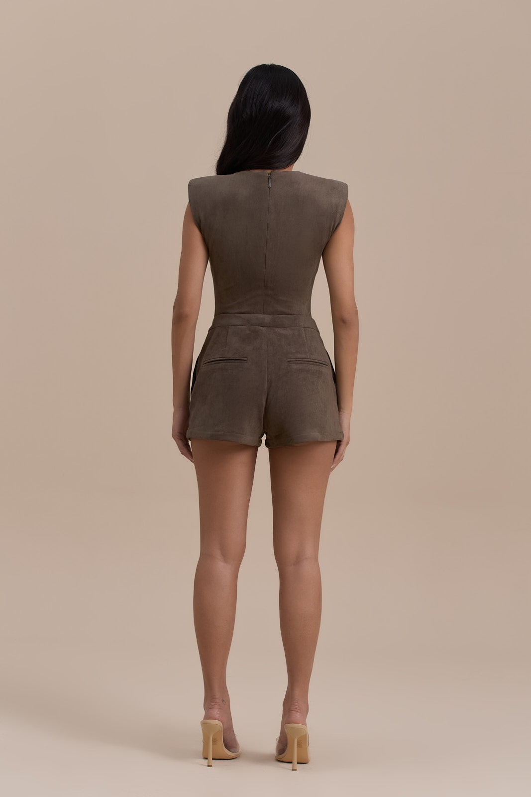 SUEDE BODYSUIT | DARK TAUPE
