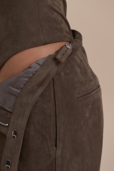 SUEDE TROUSERS | DARK TAUPE