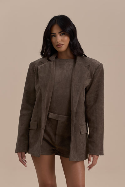 SUEDE BLAZER | DARK TAUPE