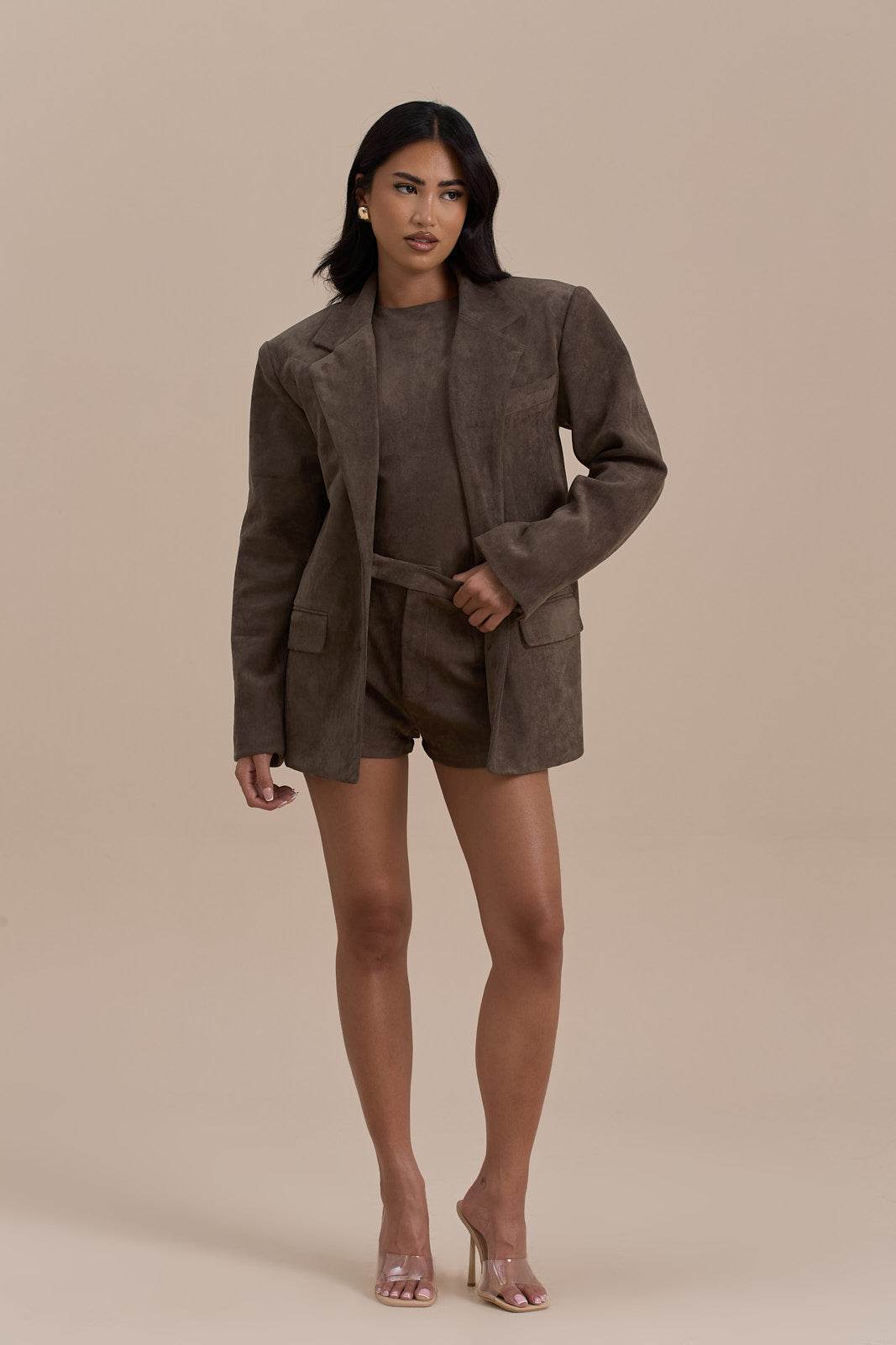 SUEDE BLAZER | DARK TAUPE