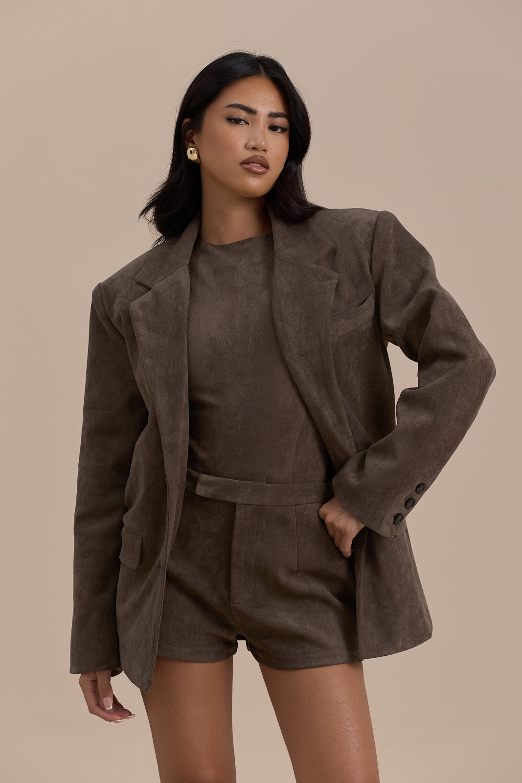 SUEDE BLAZER | DARK TAUPE