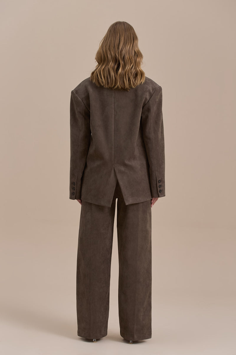 SUEDE TROUSERS | DARK TAUPE