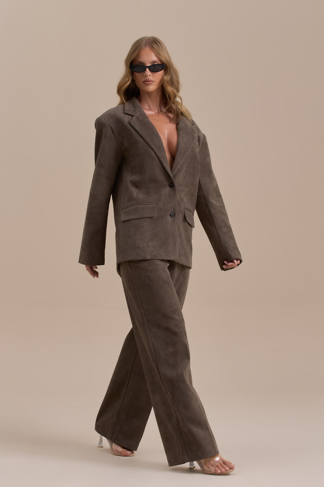 SUEDE TROUSERS | DARK TAUPE