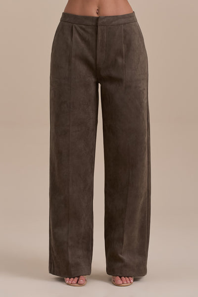 SUEDE TROUSERS | DARK TAUPE