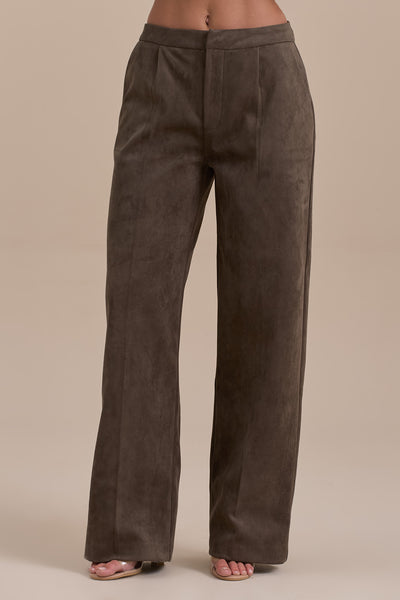 SUEDE TROUSERS | DARK TAUPE