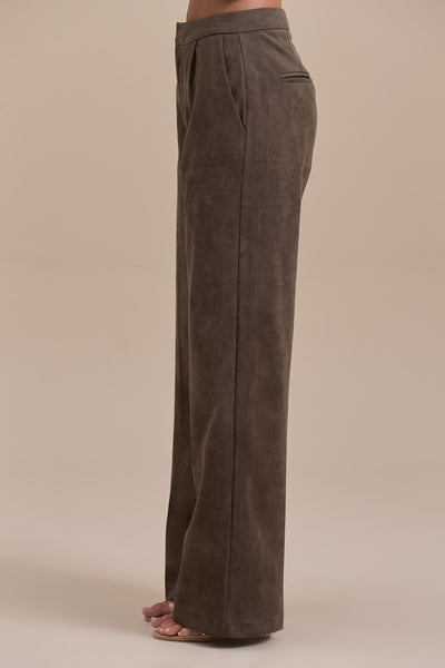 SUEDE TROUSERS | DARK TAUPE