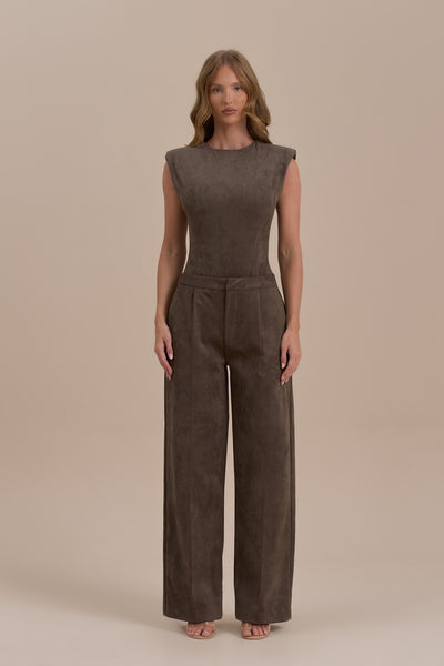 SUEDE TROUSERS | DARK TAUPE