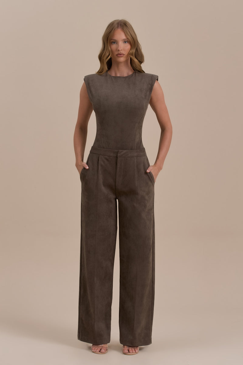 SUEDE TROUSERS | DARK TAUPE