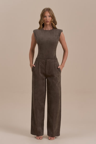 SUEDE TROUSERS | DARK TAUPE