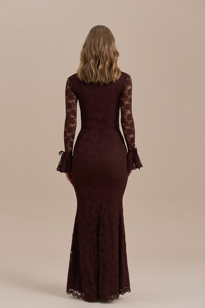 JULIETTE LACE MAXI DRESS | CHOCOLATE