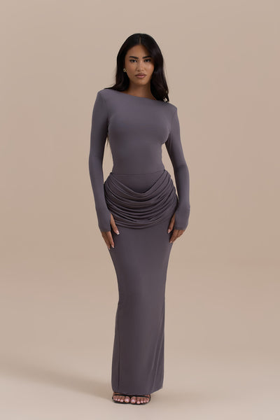 ASHTIN BOAT NECK BODYSUIT | GREY