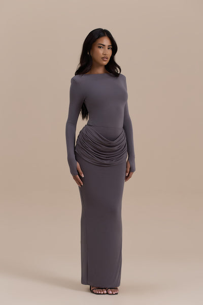 ASHTIN BOAT NECK BODYSUIT | GREY