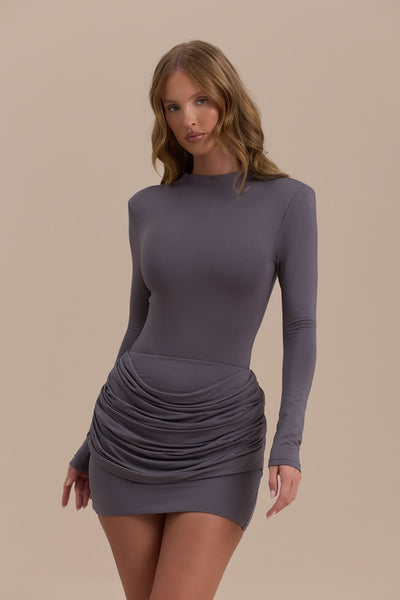 ASHTIN HIGH NECK BODYSUIT | GREY