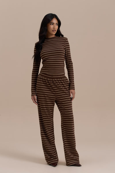 FRANKIE ROUND NECK TOP | CHOCOLATE STRIPE