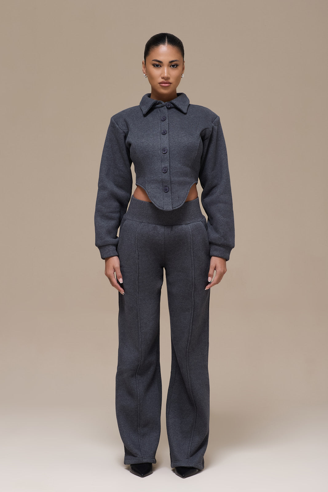 HATTIE CORSET SWEATSHIRT | CHARCOAL