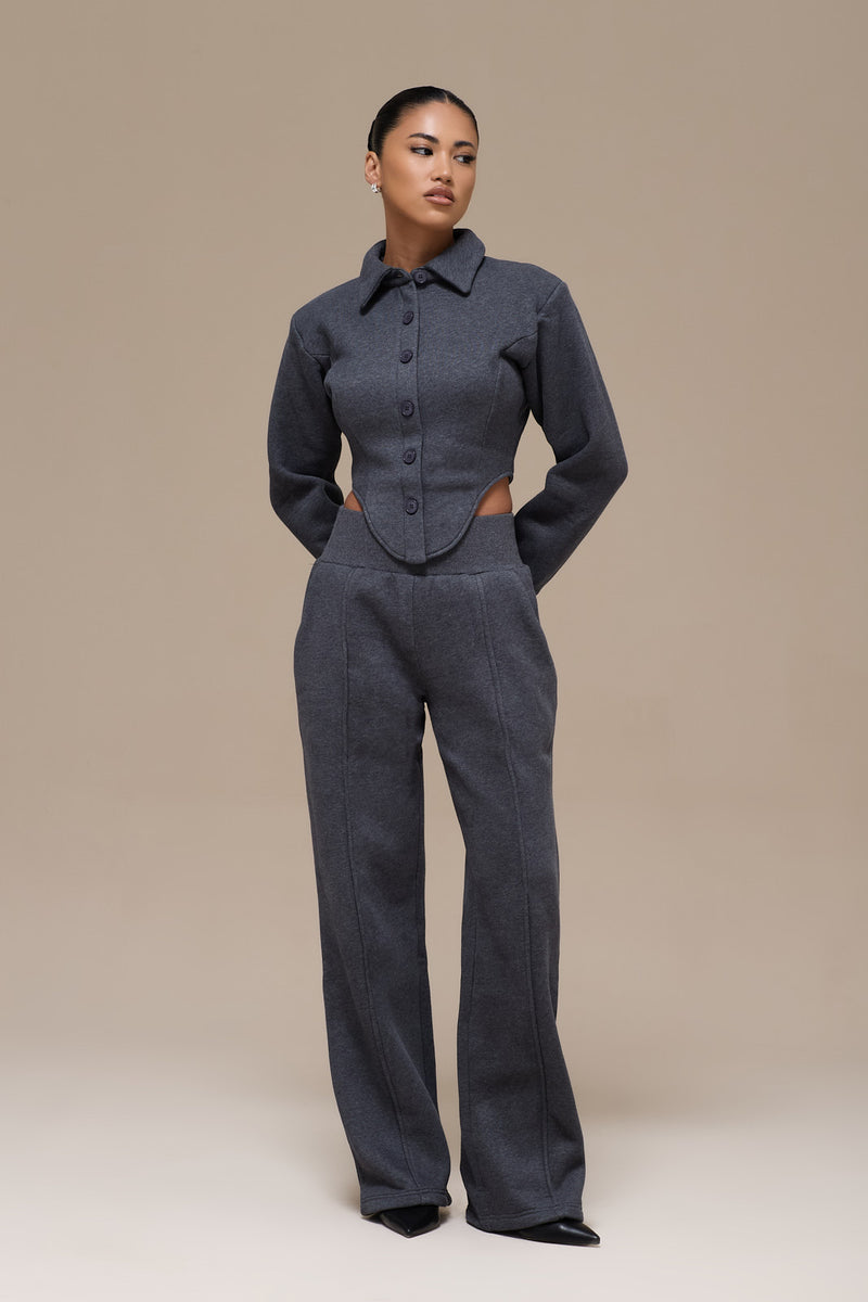 HATTIE CORSET SWEATSHIRT | CHARCOAL