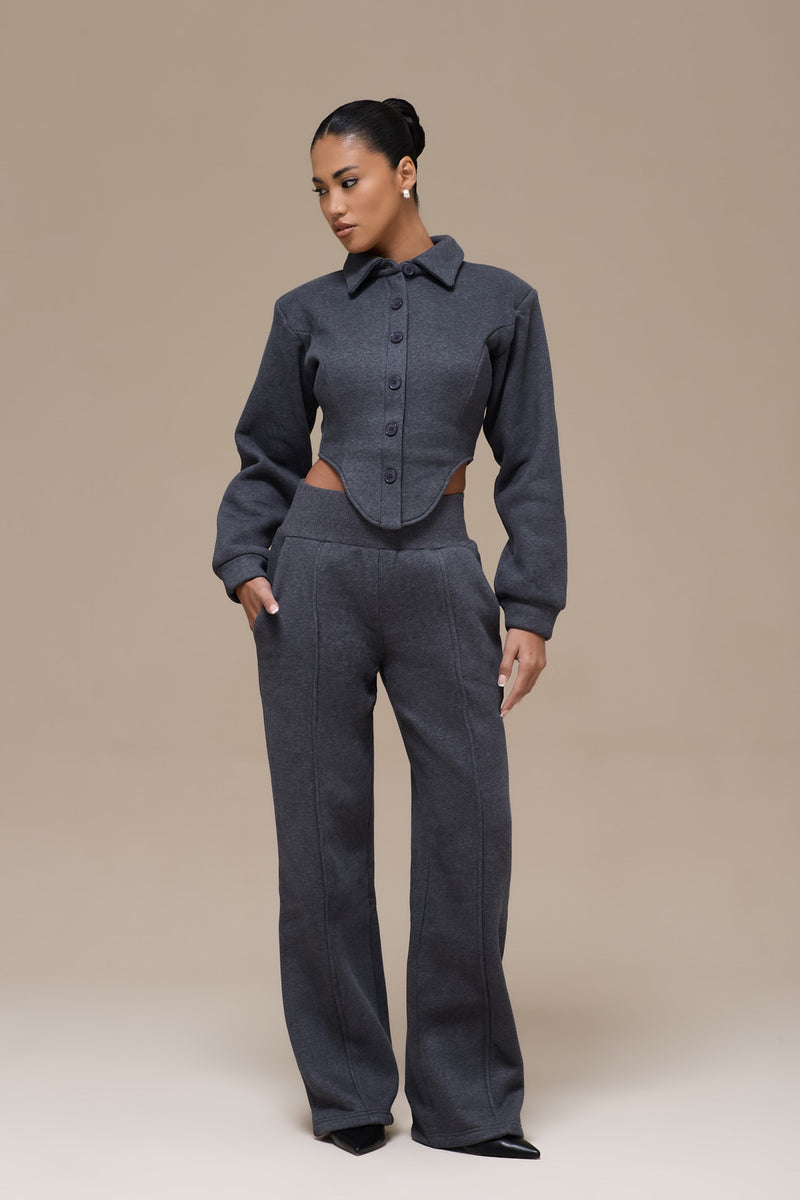HATTIE CORSET SWEATSHIRT | CHARCOAL