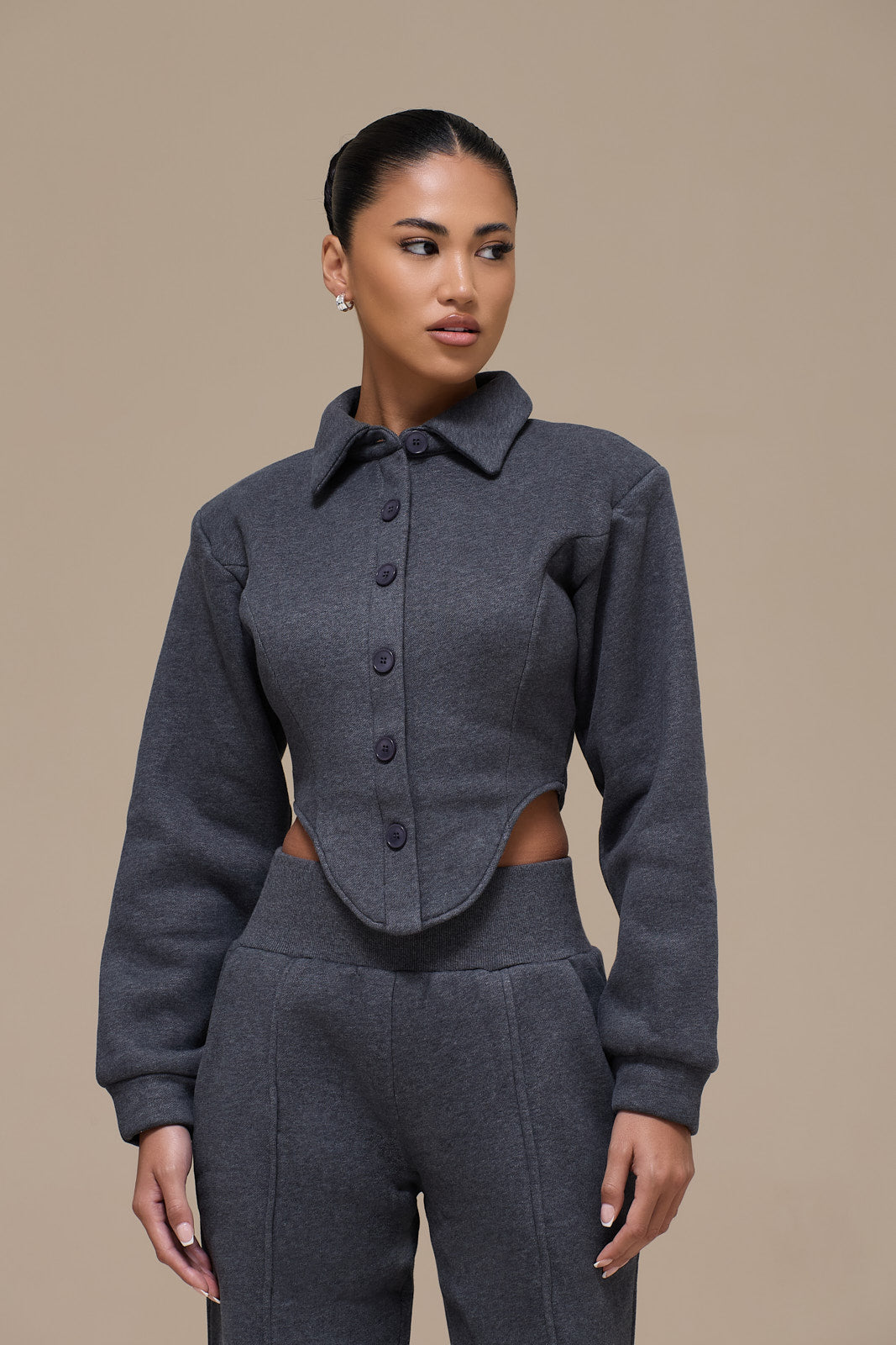 HATTIE CORSET SWEATSHIRT | CHARCOAL