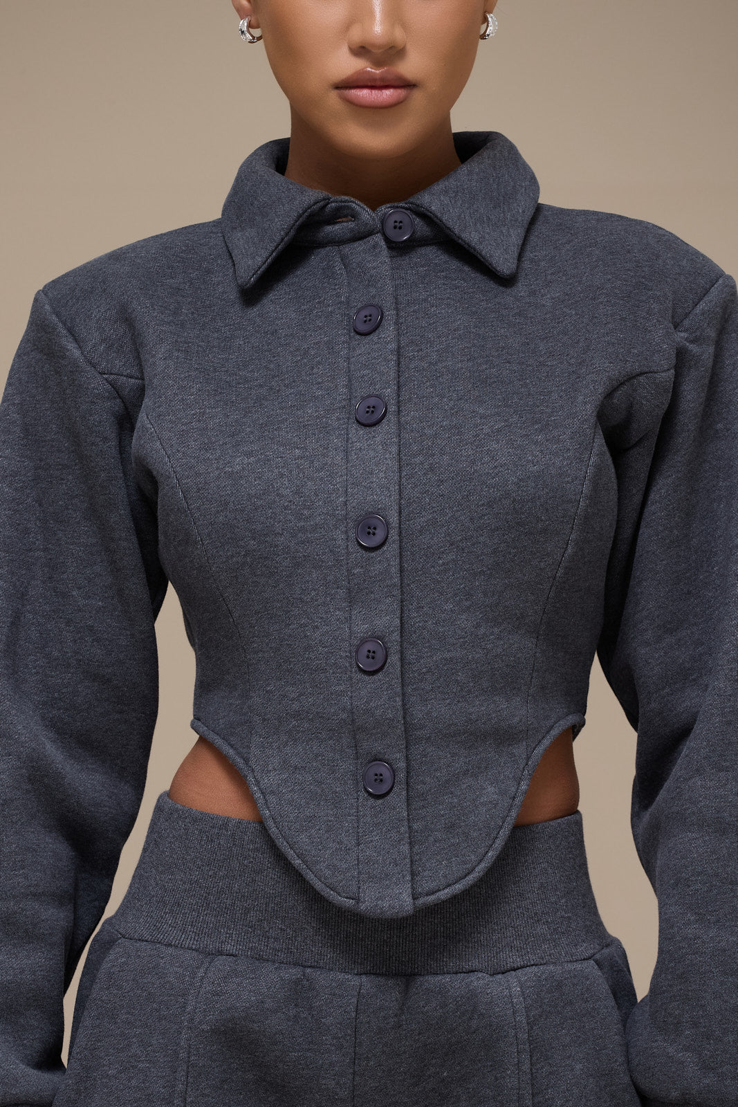 HATTIE CORSET SWEATSHIRT | CHARCOAL
